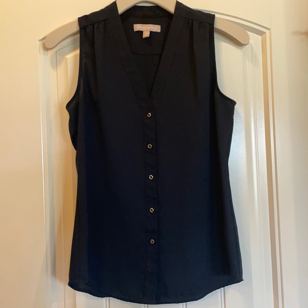 Banana Republic- dark navy sleeveless button down - size 0